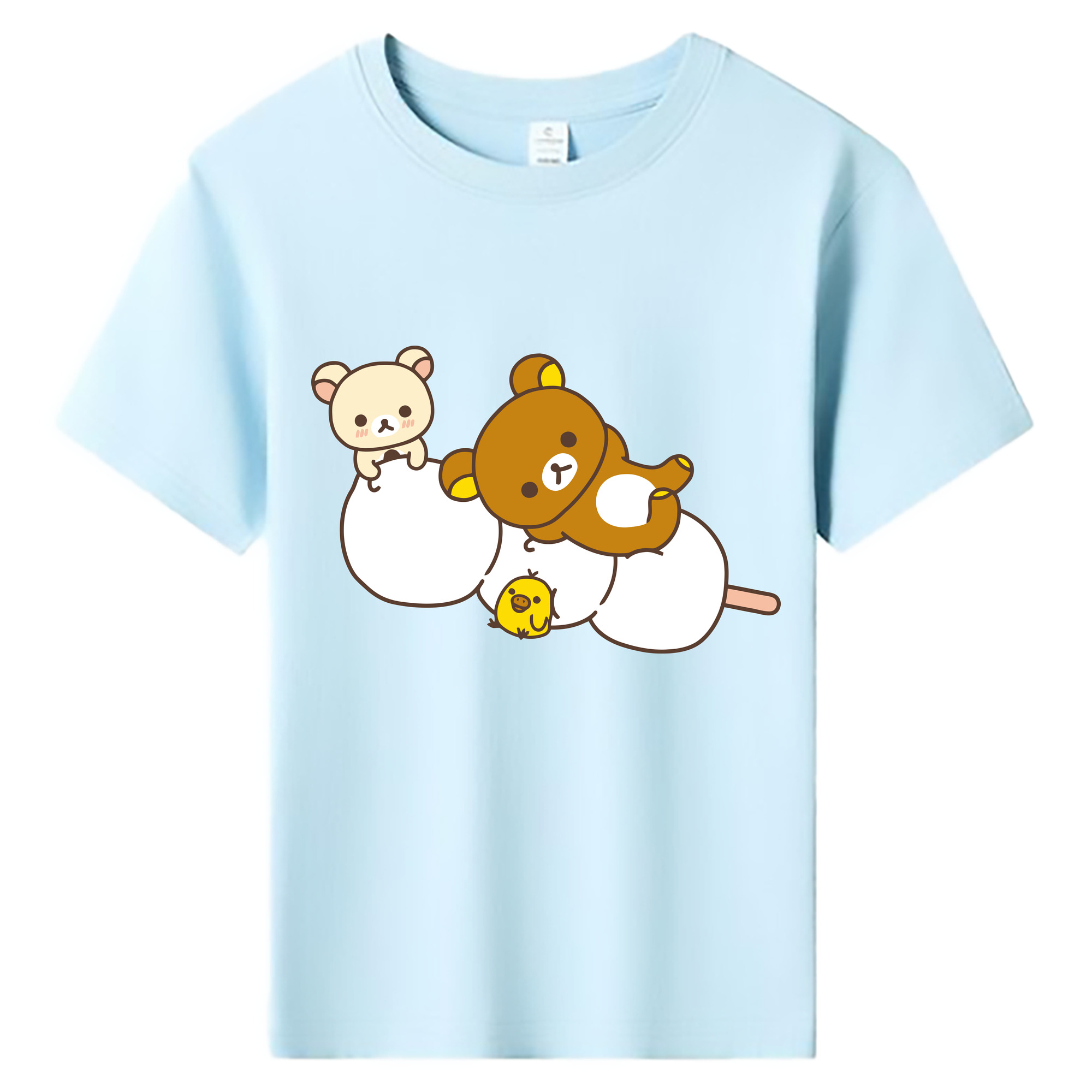 （画像用） リラックマ リラックマ キイロイトリ Rilakkuma Korilakkuma Kiiroitori 綿100％キッズTシャツ（フロントプリント）